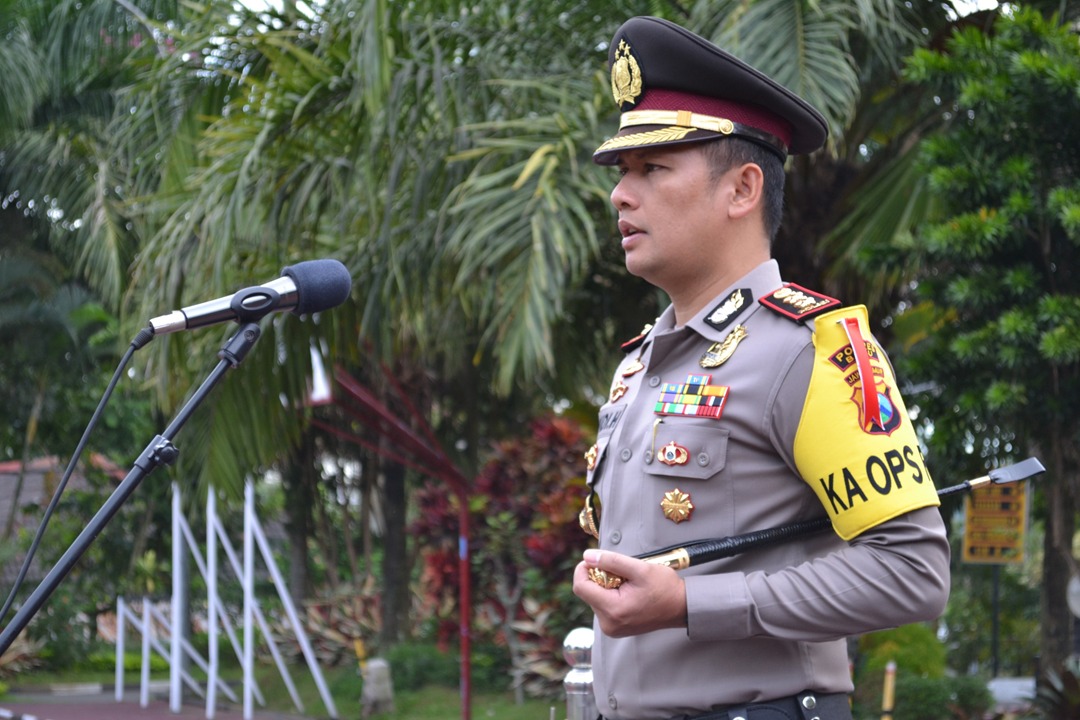 Kapolres Batu Pimpin Upacara Penerimaan Latja Siswa Diktuk Bintara Polri tugas umum Tahun 2018
