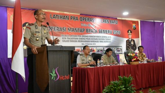 Jelang Masa Kampanye Pilpres dan Pileg , Polres Batu Laksanakan Latihan Pra Operasi Mantap Brata 2018