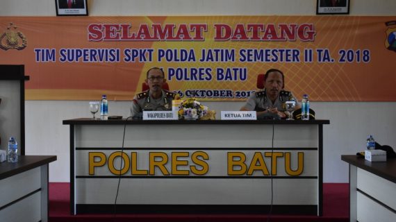 Polres Batu Melaksanakan Kegiatan Supervisi SPKT Polda Jatim Semester II TA.2018 di Polres Batu