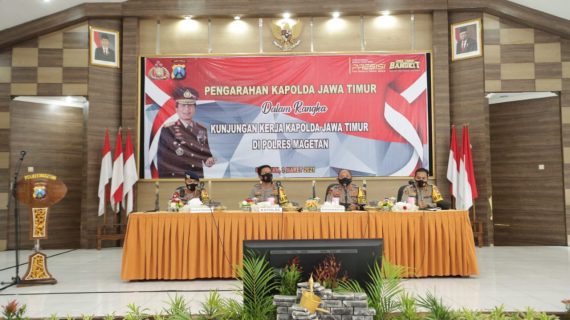 Kapolda Jatim Berikan Pengarahan Tentang TWT Dan Penanggulangan Covid-19, di Polres Magetan