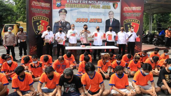 Ditreskrimum Polda Jatim Bersama Polres Jajaran, Meringkus 67 Premanisme Yang Biasa Beraksi di Wilayah Jatim
