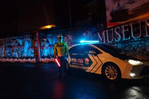 Anggota Piket Lantas turung langsung dini hari , antisipasi Gangguan Keamanan
