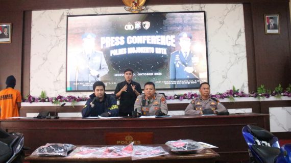 Polres Mojokerto Kota Berhasil Ungkap Curanmor Dua Tersangka dan 4 Unit Motor Diamankan