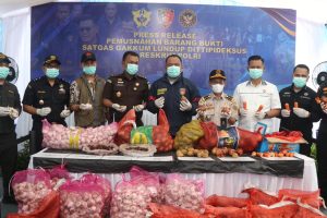 Bareskrim Polri Musnahkan Ribuan Kilogram Bawang Impor Ilegal dari Jalur Tikus Perbatasan Malaysia