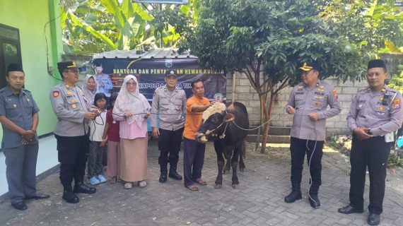Kapolres Jombang Serahkan Sapi Kurban dari Kapolda Jatim untuk Dua Ponpes